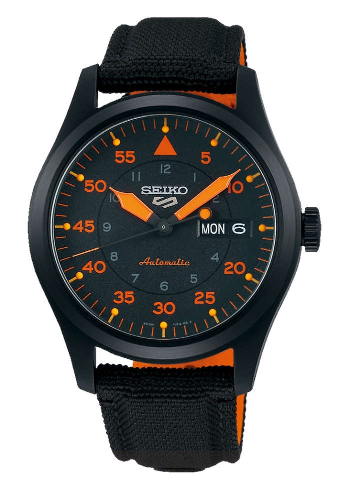 Seiko 5 Sports Flieger Pilot Automatic Black Dial Black Nylon Strap Watch for Men - SRPH33K1 - Image 10